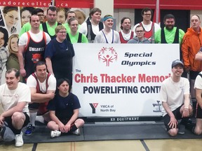 The Valhalla Powerlifting Club and the North Bay Special Olympics chapter hosted the 3rd Annual Chris Thacker Memorial competition at Canadore College’s Commerce Court gymnasium, Sunday. Submitted Photo