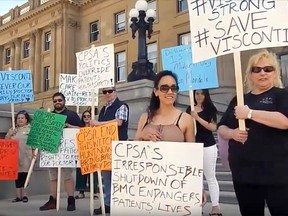 Picketers line the steps of the Alberta Legislature in a second rally of support for suspended Sherwood Park doctor Vincenzo Visconti, whose clinic on Athabascan Avenue was closed indefinitely at the end of April.

YouTube Still Frame