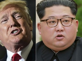 This combination of file pictures U.S. President Donald Trump and North Korean leader Kim Jong-Un. Trump announced his historic summit with North Korean leader Kim Jong Un will take place in Singapore on June 12. MANDEL NGAN/AFP/Getty Images