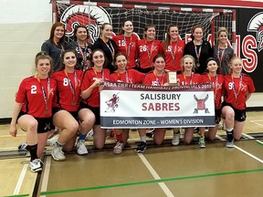 The Salisbury Sabres senior girls handball team moved up a level, but still saw success, winning medals every step along the way. Photo Supplied