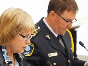 Luke Hendry/The INtelligencer
Hastings County emergency services chairwoman Karen Sharpe and Chief Doug Socha preside over their committee's meeting Wednesday in Belleville. Socha announced a promising community paramedicine program has resumed.
