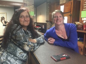 Executive director Lori Pelley, left, and addictions counsellor Kelly Putnam are happy with the changes at the Psychiatric Survivors Network of Elgin since it moved to a new location on Talbot Street. (Laura Broadley/Times-Journal)