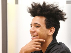 Jarell Mclean a Grade 10 student at St. Charles College, ponders a question on Thursday. Mclean has proven a quick study on the wrestling mat since taking up the sport this past year. Gino Donato/Sudbury Star/Postmedia Network