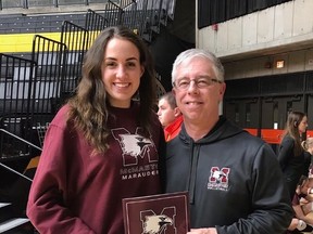 Stratford Central's Avery McConkey has committed to McMaster's women's volleyball team, where she is expected to transition from middle to right-side with the Marauders. Contributed photo