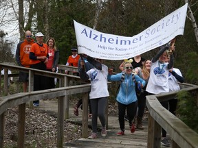 Tim Miller/The Intelligencer
Students from St. Gregory Catholic School lead the way at the Investors Group Walk For Alzheimer's at Sandbanks Provincial Park on Saturday in Prince Edward County.