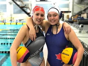 Sherwood swimmers Cassidy Thorne and Lexi Marrisink will be heading to the water polo national championships in Montreal. Photo supplied