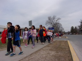 Photo by Patricia Drohan/For The Mid-North Monitor
During this year’s Catholic Education Week, Sacred Heart School staff and students took to the streets with a ‘We Walk for Water’ theme.