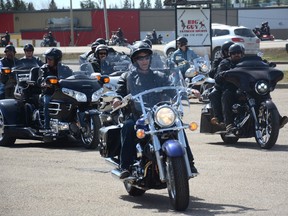 Motorcyclists drive from Whitecourt to Rochfort Bridge during the 13th annual Alzheimers Ride for Mom on May 12. Since beginning, the event has raise around $150,000 towards helping those with Alzheimer's Disease (Peter Shokeir | Whitecourt Star).