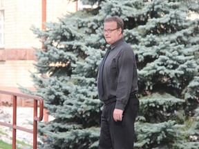 John Paul Stone walks outside the Perth County Courthouse before his hearing resumed Monday, May 14. JONATHAN JUHA/THE BEACON HERALD/POSTMEDIA NETWORK