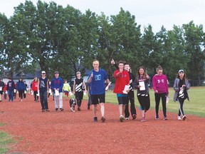 About 50 students participated in J.T. Foster's first Relay for Life event, held at the school on June 10, 2016. Nanton News file photo