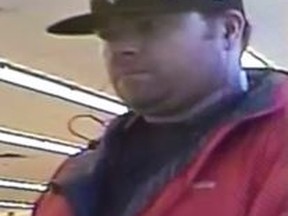 On Tuesday morning police sent out a picture of this man, wanted in connection to a theft that took place Sunday evening. (Submitted Photo/Postmedia News)