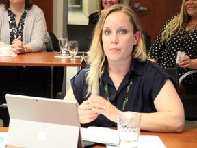 Candice Kerkermeier, children's mental health leader for the Keewatin-Patricia District School Board, updates the board on the latest strategies in mental health at the May 8 meeting held at the offices in Seven Generations Event Centre. SHERI LAMB/Daily Miner and News/Postmedia Network