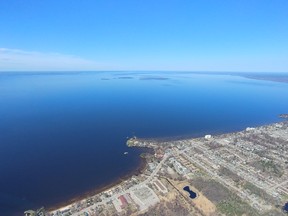 This photo provided by Helicopters Canada shows the lake as of Monday May 14.