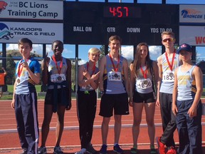 The Airdrie Aces athletes at the Kamloops track meet which took place May 3-6. Eight medals and four personal bests were achieved during this track meet.