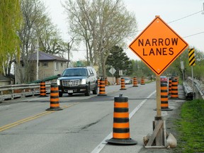 The Long Point Causeway bridge has been reduced to one lane.  MONTE SONNENBERG / SIMCOE REFORMER
