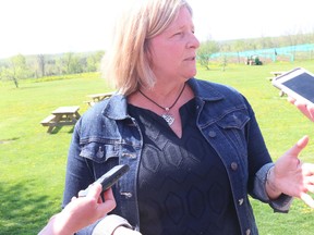 BRUCE BELL/The Intelligencer
Marcia Woods, the CEO and co-founder of FreshSpoke, meets with the media at Three Dog Winery on Thursday morning to announce the launch of her company in Prince Edward County along with Lennox and Addington. WoodsÕ company arranges affordable transportation for locally grown food into local stores, restaurants and institutions.