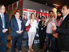 Tay Butt, the Liberal Nickel Belt candidate for the upcoming provincial election addresses supporters at the grand opening of his campaign office on Thursday. (Gino Donato/Sudbury Star)