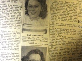 This week’s Throwback Thursday goes all the way back to 1949 and the two candidates for the Kinsmen-Legion Karnival Queen contest.
The candidates were Grace Campbell of Ethelton and Pat Anderson Naicam and they were sponsored by community organizations.