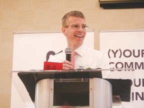 Outgoing Leduc Regional Chamber President Richard Horncastle announced the newly elected board of directors during the chamber's Annual General Meeting on Friday, May 11. (Alex Boates/Regional Editor)