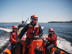 The Canadian Coast Guard's seasonal inshore rescue boat stations in Ontario are now in service. The stations are crewed by post-secondary students hired and trained by the Coast Guard.  Here, members are shown during training this month in Trenton. (Handout/Canadian Coast Guard)