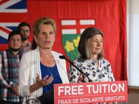 Ontario Premier Kathleen Wynne, left, speaks at a campaign stop at St. Lawrence College on Thursday. With Wynne is Kingston and the Islands MPP Sophie Kiwala.
Ian MacAlpine/Postmedia