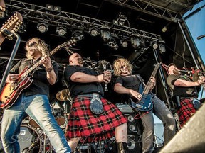 The famed Mudmen include: Mike Meacher - lead singer, guitars, banjo; Dan Westenenk - bass player; Jeremy Burton - drummer; Robby Campbell - bagpipes; and Sandy Campbell - bagpipes. (Contributed Photo)