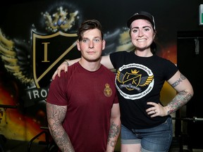 Brittany and Arthur Laramie at their gym, The Iron King Ltd., on Fortune Crescent on Thursday May 17 2018. They both have attended Mental Health First Aid courses in the past. Ian MacAlpine/The Whig-Standard