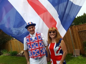 Chatham residents Dean and Margery Muharrem, who hail from England, celebrated the royal wedding in style on Saturday. (Trevor Terfloth/The Daily News)