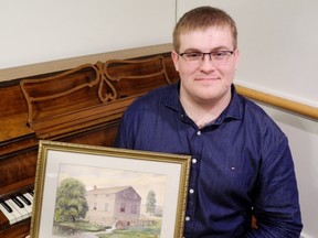 Wes Wilson of Walsh is studying architectural conservation at Carleton University in Ottawa. Wilson spoke about Norfolk’s saw and grist mill past  as part of the Norfolk Historical Society’s Gallery Speaker series in Simcoe on Thursday. MONTE SONNENBERG / SIMCOE REFORMER