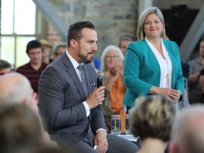Kingston and the Islands NDP candidate Ian Arthur introduced Andrea Horwath, leader of the Ontario New Democratic Party, who spoke to Kingston residents at the Tett Centre on Sunday, May 20, 2018.