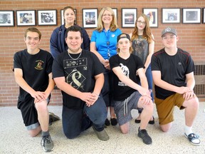Applied math students at Simcoe Composite School won a mathematics competition at Mohawk College in Hamilton May 15. The Sabres placed first in a field of 19 schools. Members of the winning team include, front row from left, Brady Donnell, Sandy Gibbons, Carter Kendrick and Karsen Clark. In back from left are Destiny Dewhirst, math teacher Patricia Misner and Makenna Gauthier. Absent from the photo are Kallyna Morrice and Jaden Banfield.    MONTE SONNENBERG / SIMCOE REFORMER