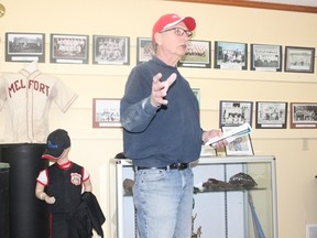 Dale Link led off the discussion at the Coffee and Conversation on the history of baseball at the Melfort and District Museum on Thursday, May 17.