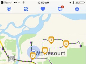 A screenshot of the new transit app (Supplied | Town of Whitecourt).