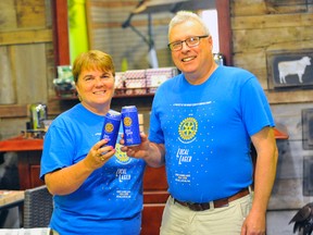 The Rotary Club of Simcoe, Rotary Club of Norfolk Sunrise and Norfolk Rotaract debuted Rotary Lager earlier this year. Brewed in Guelph, 50 cents of each tallboy sold goes back to community projects. Pictured are Gail Catherwood, president of the Rotary Club of Norfolk Sunrise, and Dave King, president elect of the Rotary Club of Simcoe.
JACOB ROBINSON/Simcoe Reformer