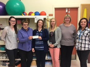 From left to right, Sarah Anderson and Linda Grant from the Cold Lake Palliative Care Society, physiotherapist Trudy O’Shaughnessy, occupational therapist Britainee Kellar, Allied Health manager Sharon Winik and physiotherapist Meg O’Brien.