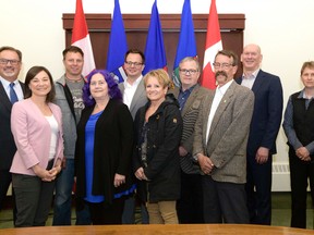 Alberta Environment Minister Shannon Phillips took an industry-heavy delegation to Ottawa to ask for more money and time to meet federal demands on restoring caribou herds. Left to right: Paul Whittaker, Minister Phillips, Jason Ruecker, Debbie Jabbour, Ryder McRitchie, Crystal McAteer, Brian McConkey, Eric Jorgensen, Bob Kerr, Wendy Crosina and Jennifer Ezekiel (standing in for Richard Dunn).