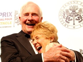 Gov. Gen. David Johnston gives his wife, Sharon, a squeeze during their red carpet arrival to the Governor General's Performing Arts Awards Gala, held at the National Arts Centre, in June 2016, (Postmedia Network File Photo)