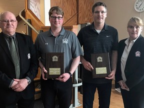 Pierre Labrecque and John Zubyck shared the Rick Albert Award at the NOHA AGM this year. Photo supplied