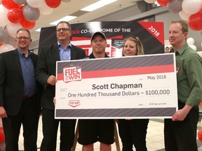 Morden residents Scott and Erin Chapman won Co-op's Fuel Up to Win grand prize of $100,000 after collecting all the necessary game pieces. (LAUREN MACGILL, Morden Times)