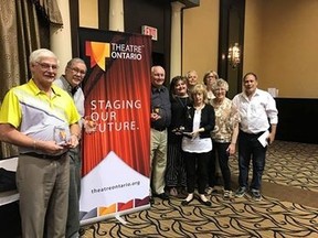 Photo by Arlene Bujold 
The cast and crew of ELATE’s production of ‘Tempting Providence’ display the awards they received at the Theatre Ontario Festival in London, Ontario on the weekend.