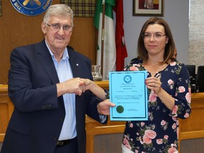 With the annual Timmins Multicultural Festival taking place this Sunday, the city has proclaimed May 27 officially as multicultural festival day. The proclamation was made during Tuesday night’s council meeting by acting mayor Joe Campbell along with festival chair Helen Yaschyshyn. Yaschyshyn voiced her thanks to the city and the community at large for supporting the festival for so many years. The annual event takes place at the McIntyre Arena Sunday with doors open during the noon hour. The official opening ceremonies, the Parade of Nations and the singing of O Canada takes place at 12:30 p.m.  Everyone is welcome to enjoy the music, the costumes, the singing and dancing, and especially the food. There is no admission charge, but donations at the door will be welcomed.

(LEN GILLIS/The Daily Press)