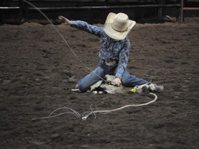 A steer wrestler in the making during the goat tying event of the first Get 'er Done rodeo in Nipawin, which ran from May 19-21.