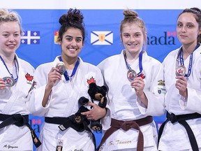 The Fort’s Alex Gagnon, left, returned to the mats at the Canadian Open Judo Championships in Calgary where she took silver in the U21 and Senior categories.