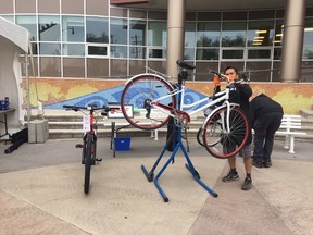 The city’s first National Bike to Work event on May 17 at City Hall attracted about 70 people, including lots of kids who received a free bike tune up by Winner’s Way.