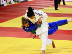 14-year-old Teyana Roberts takes down her opponent at the National Judo Championships which took place May 17-20 at the Olympic Oval in Calgary.Roberts won gold.