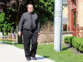 John Paul Stone walks towards the Perth County Courthouse on Thursday, May 24, 2018 in Stratford, Ont. Terry Bridge/Stratford Beacon Herald/Postmedia Network