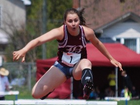 Algonquin Barons athlete Dominique Baldasaro helped her senior team win the girls banner at the NDA track and field championships held at Cundari and Chippewa fields, Thursday. Dave Dale / The Nugget