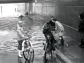 Flooding is seen in the Sault in May 1970.