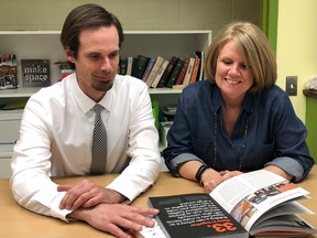 After a year apart Jamey Robertson (left) is reuniting with his long time Kenora Catholic District School Board colleague Tammy Bush starting in the 2018-19 school year after accepting the position as vice principal of Pope John Paul II School. Bush was named principal in April. SHERI LAMB/Daily Miner and News/Postmedia Network