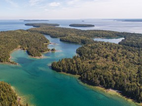 Emmett Lake in Bruce Peninsula National Park, as seen from the air.